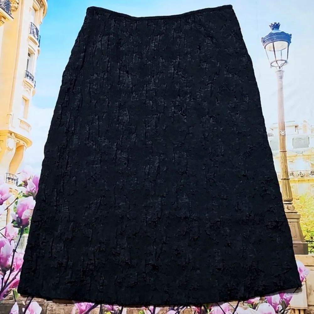 Eileen‎ Fisher Silk Lined Elegant Black Textured Skirt Size Medium